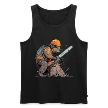 Biber Holzfäller Kettensäge - Männer Premium Bio Tank Top - Schwarz - Vorne - AI Model Male 178 light (178cm)