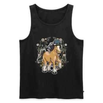 Montagnes Cheval Chevaux Alpes Tyrol Ferrures tyroliennes - Débardeur bio Premium Homme - noir - Devant - Michal (187cm)