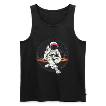astronaute disque vinyle musique vinyle - Débardeur bio Premium Homme - noir - Devant - Michal (187cm)