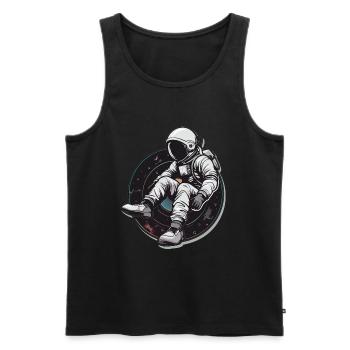 astronaute disque vinyle musique vinyle - Débardeur bio Premium Homme - noir - Devant - Michal (187cm)