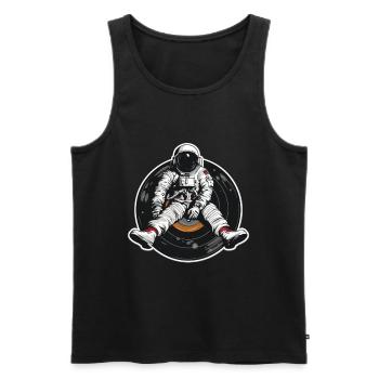 astronaute disque vinyle musique vinyle - Débardeur bio Premium Homme - noir - Devant - Michal (187cm)