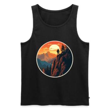 Wandern Natur Urlaub - Männer Premium Bio Tank Top - Schwarz - Vorne - Michal (187cm)