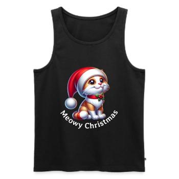 Meowy Christmas lustige Katze - Männer Premium Bio Tank Top - Schwarz - Vorne - Michal (187cm)