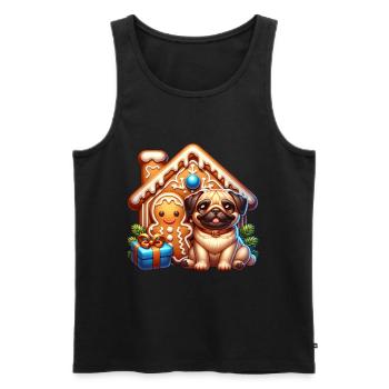 Mops Lebkuchen - Männer Premium Bio Tank Top - Schwarz - Vorne - Michal (187cm)