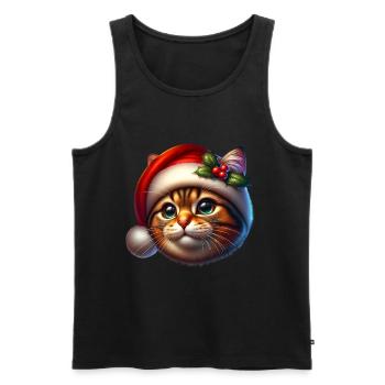 Chapeau de Noël pour chat Hiver - Débardeur bio Premium Homme - noir - Devant - Michal (187cm)
