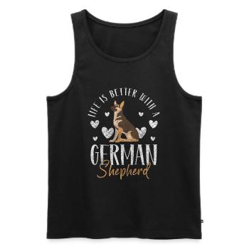 Deutscher Schäferhund Pfote Diensthund - Männer Premium Bio Tank Top - Schwarz - Vorne - Michal (187cm)