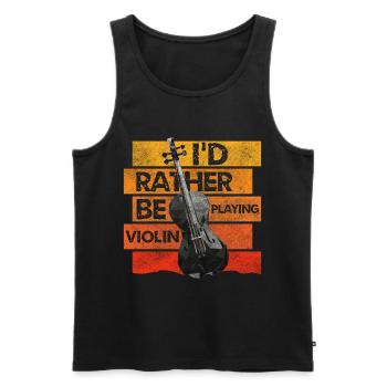 Violoniste Lecteur de musique classique Symphony - Débardeur bio Premium Homme - noir - Devant - AI Model Male 178 light (178cm)