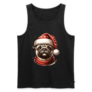 Mops Christmas Xmas Weihnachten - Männer Premium Bio Tank Top - Schwarz - Vorne - Michal (187cm)