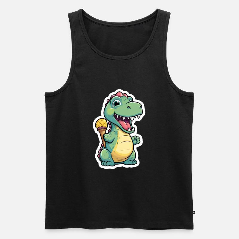 Dino isst Eis - Männer Premium Bio Tank Top - Schwarz
