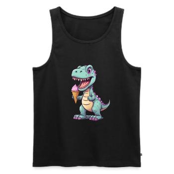 Dino eats cream - Men's Premium Organic Tank Top - black - Front - AI Model Male 178 light (178cm)