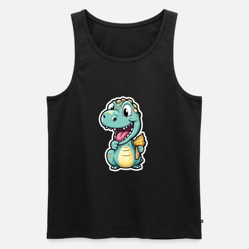 Dino isst Eis - Männer Premium Bio Tank Top - Schwarz