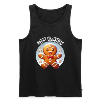 Weihnachten Lebkuchen Frohe Weihnachten - Männer Premium Bio Tank Top - Schwarz - Vorne - AI Model Male 178 light (178cm)