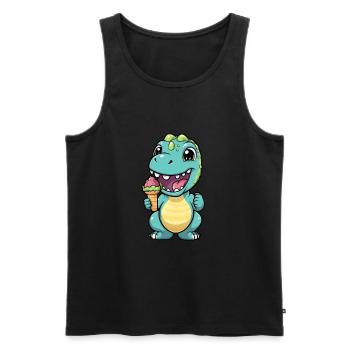 Dino eats cream - Men's Premium Organic Tank Top - black - Front - AI Model Male 178 light (178cm)