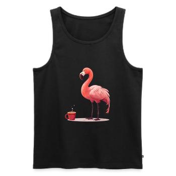 Flamingo trinkt Kaffee - Männer Premium Bio Tank Top - Schwarz - Vorne - Michal (187cm)