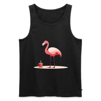 Flamingo trinkt Kaffee - Männer Premium Bio Tank Top - Schwarz - Vorne - Michal (187cm)