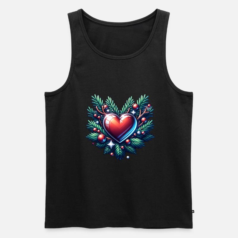 Weihnachts Herz Weihnachtskranz Advent - Männer Premium Bio Tank Top - Schwarz
