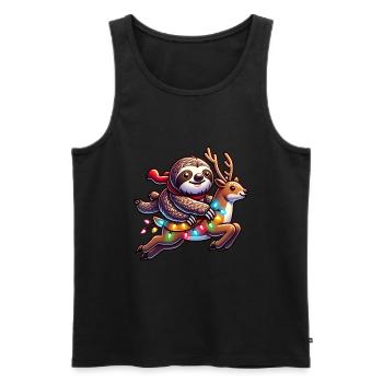 Faultier Christmas Lustig Comic - Männer Premium Bio Tank Top - Schwarz - Vorne - AI Model Male 178 light (178cm)
