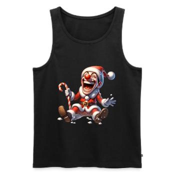 Drôle Père Noël Clown Première chute de neige - Débardeur bio Premium Homme - noir - Devant - AI Model Male 178 light (178cm)