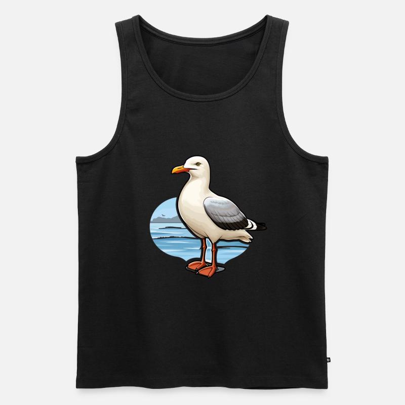 Möwe Seevogel - Männer Premium Bio Tank Top - Schwarz