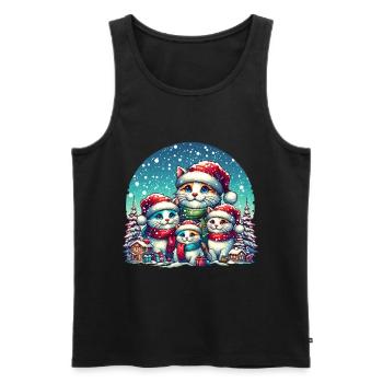 Cats, Family, Sweet, Christmas, Snow - Men's Premium Organic Tank Top - black - Front - Michal (187cm)