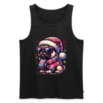 Cool Christmas Pug - Men's Premium Organic Tank Top - black - Front - Michal (187cm)