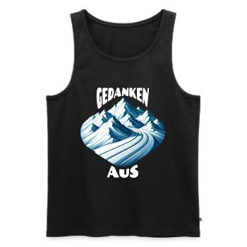 Gedanken Aus Skipiste lustiger Ski Spruch - Männer Premium Bio Tank Top - Schwarz - Vorne - Michal (187cm)