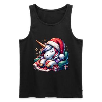 Licorne de Noël - Débardeur bio Premium Homme - noir - Devant - Michal (187cm)