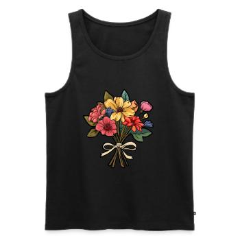 Bouquet Flowers Blossoms - Men's Premium Organic Tank Top - black - Front - Michal (187cm)