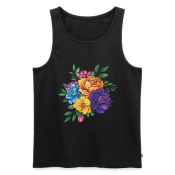 Bouquet Flowers Blossoms - Men's Premium Organic Tank Top - black - Front - Michal (187cm)