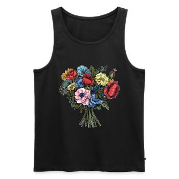 Bouquet Flowers Blossoms - Men's Premium Organic Tank Top - black - Front - Michal (187cm)