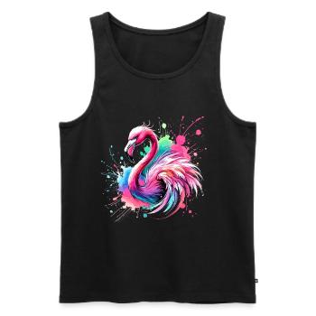 Flamingo Buntes Aquarell - Männer Premium Bio Tank Top - Schwarz - Vorne - Michal (187cm)