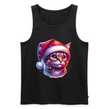 Chapeau de Noël mignon chat de Noël - Débardeur bio Premium Homme - noir - Devant - Michal (187cm)