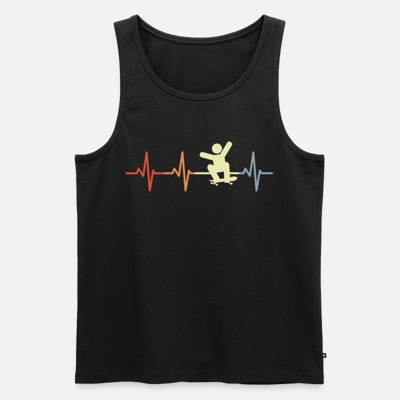Skateboard Strichmännchen Herzschlag - Männer Premium Bio Tank Top - Schwarz