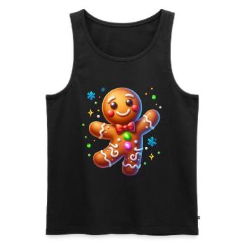 Lebkuchenmann Weihnachten - Männer Premium Bio Tank Top - Schwarz - Vorne - Michal (187cm)
