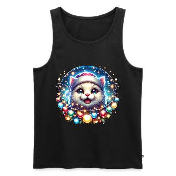 Joyeux Noël Chat Noël Noël - Débardeur bio Premium Homme - noir - Devant - AI Model Male 178 light (178cm)