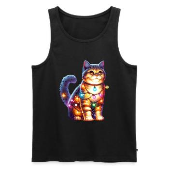 Chat Noël Noël - Débardeur bio Premium Homme - noir - Devant - AI Model Male 178 light (178cm)