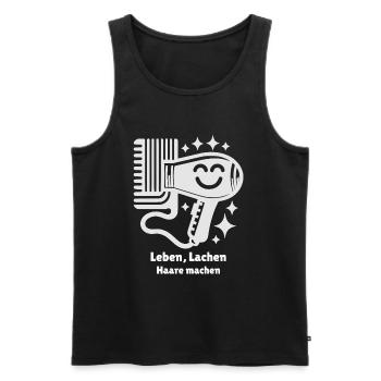 Leben Lachen Haare machen witziger Friseur Spruch - Männer Premium Bio Tank Top - Schwarz - Vorne - Michal (187cm)