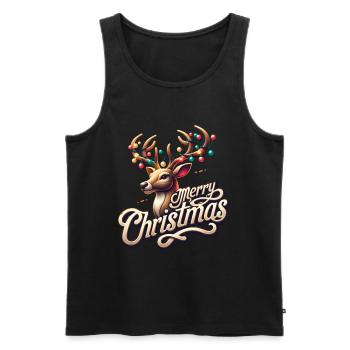 Merry Christmas Weihnachts Rentier Xmas - Männer Premium Bio Tank Top - Schwarz - Vorne - Michal (187cm)