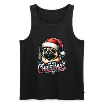 Merry Christmas Pug Christmas Xmas - Men's Premium Organic Tank Top - black - Front - Michal (187cm)