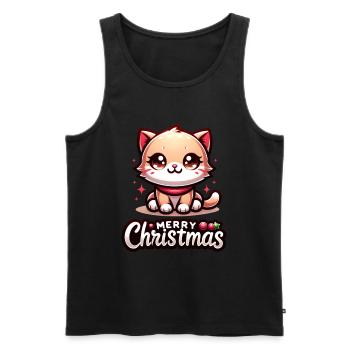Chat mignon Joyeux Noël Noël - Débardeur bio Premium Homme - noir - Devant - Michal (187cm)