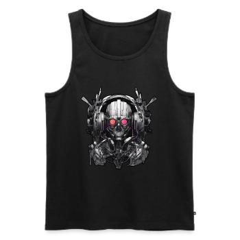 Techno Dance Music Future Space - Débardeur bio Premium Homme - noir - Devant - AI Model Male 178 light (178cm)