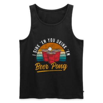 Pong Mug Celebration Team - Men's Premium Organic Tank Top - black - Front - Michal (187cm)
