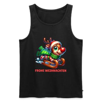 Frohe Weihnachten Rentier Schlitten - Männer Premium Bio Tank Top - Schwarz - Vorne - Michal (187cm)
