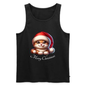 Weihnachts Katze Merry Christmas Xmas - Männer Premium Bio Tank Top - Schwarz - Vorne - AI Model Male 178 light (178cm)