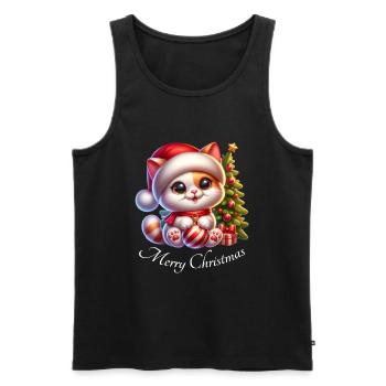 Noël chat - Débardeur bio Premium Homme - noir - Devant - Michal (187cm)