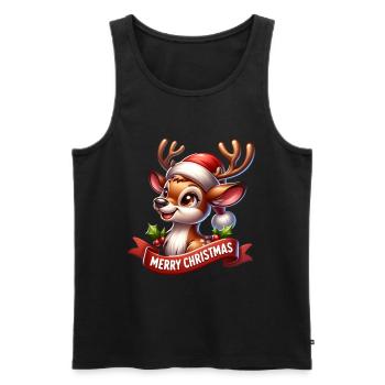 Joyeux Noël Renne Mignon Cadeau de Noël - Débardeur bio Premium Homme - noir - Devant - AI Model Male 178 light (178cm)