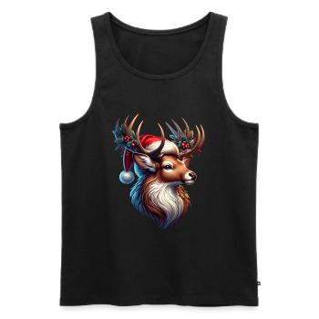 Hirschgeweih Weihnachtsmütze - Männer Premium Bio Tank Top - Schwarz - Vorne - Michal (187cm)