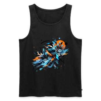 Eisvogel, buntes Aquarell, Vogel - Männer Premium Bio Tank Top - Schwarz - Vorne - AI Model Male 178 light (178cm)