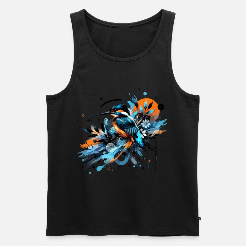 Eisvogel, buntes Aquarell, Vogel - Männer Premium Bio Tank Top - Schwarz