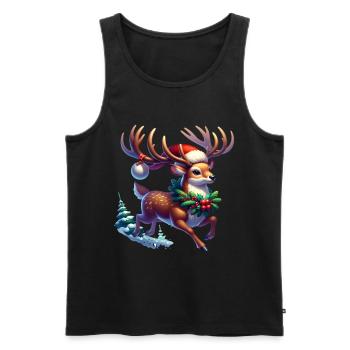 Weihnachts Rentier Geweih Xmas Comic - Männer Premium Bio Tank Top - Schwarz - Vorne - Michal (187cm)